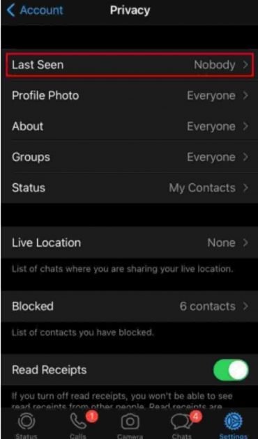 Whatsapp private seen status